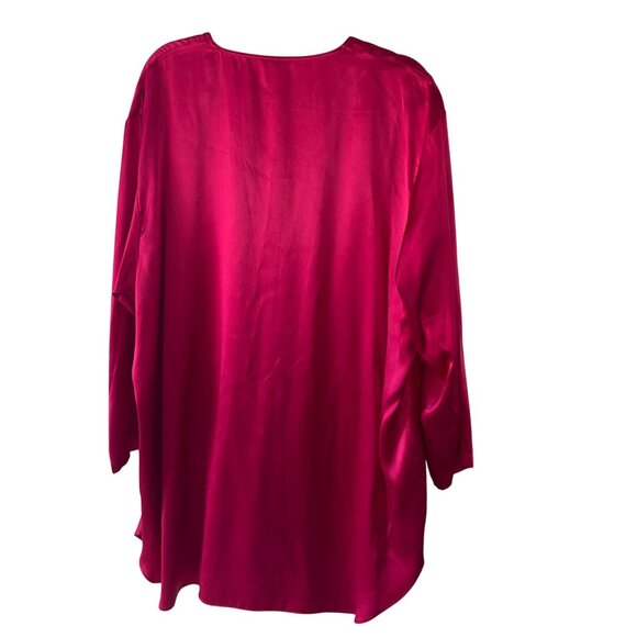 Morgan Taylor Womens Shirt Size 1X Red Fantasies Night V Neck Pure Silk New - Picture 8 of 11